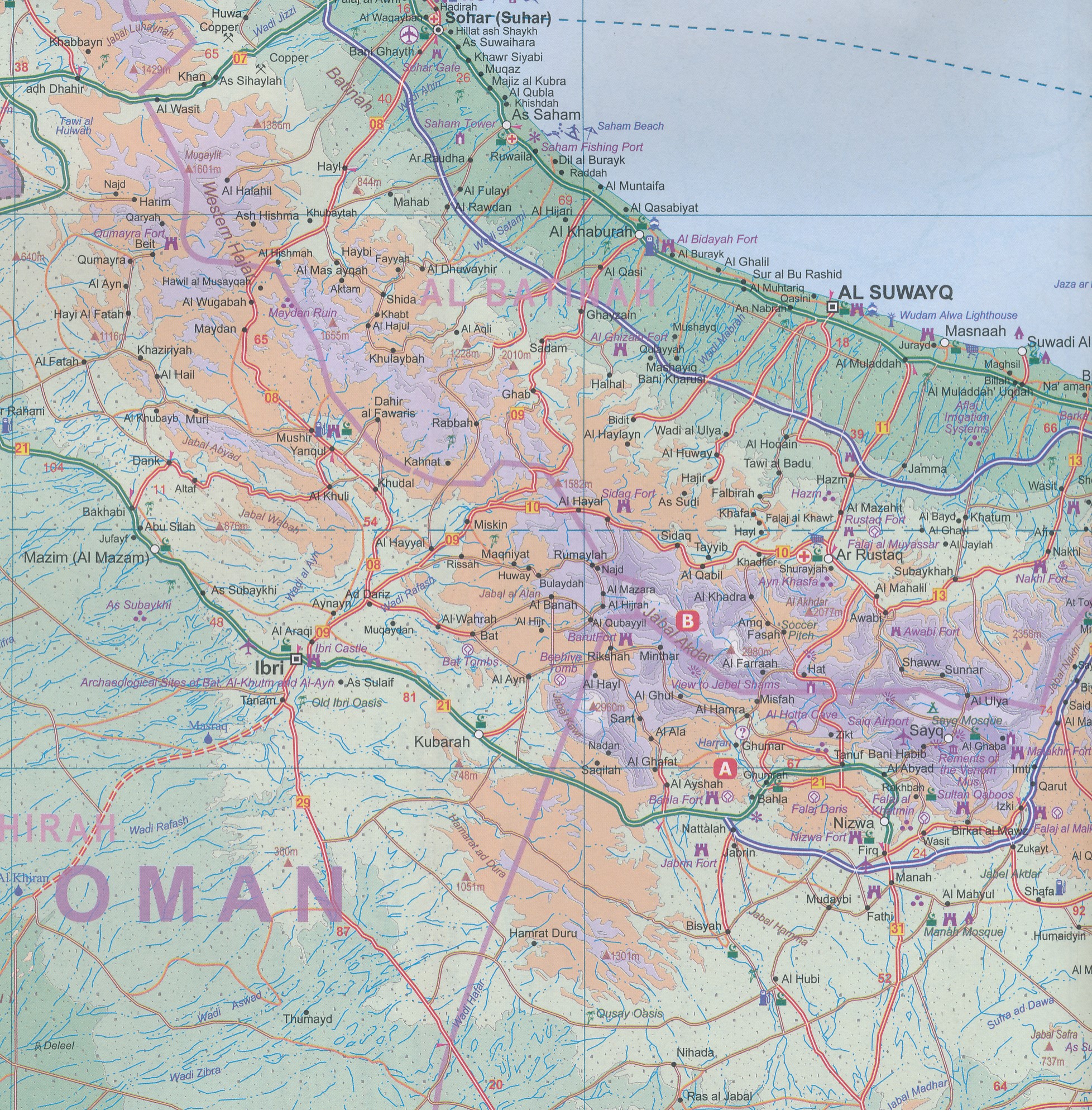 Wegenkaart landkaart Oman & Yemen Jemen