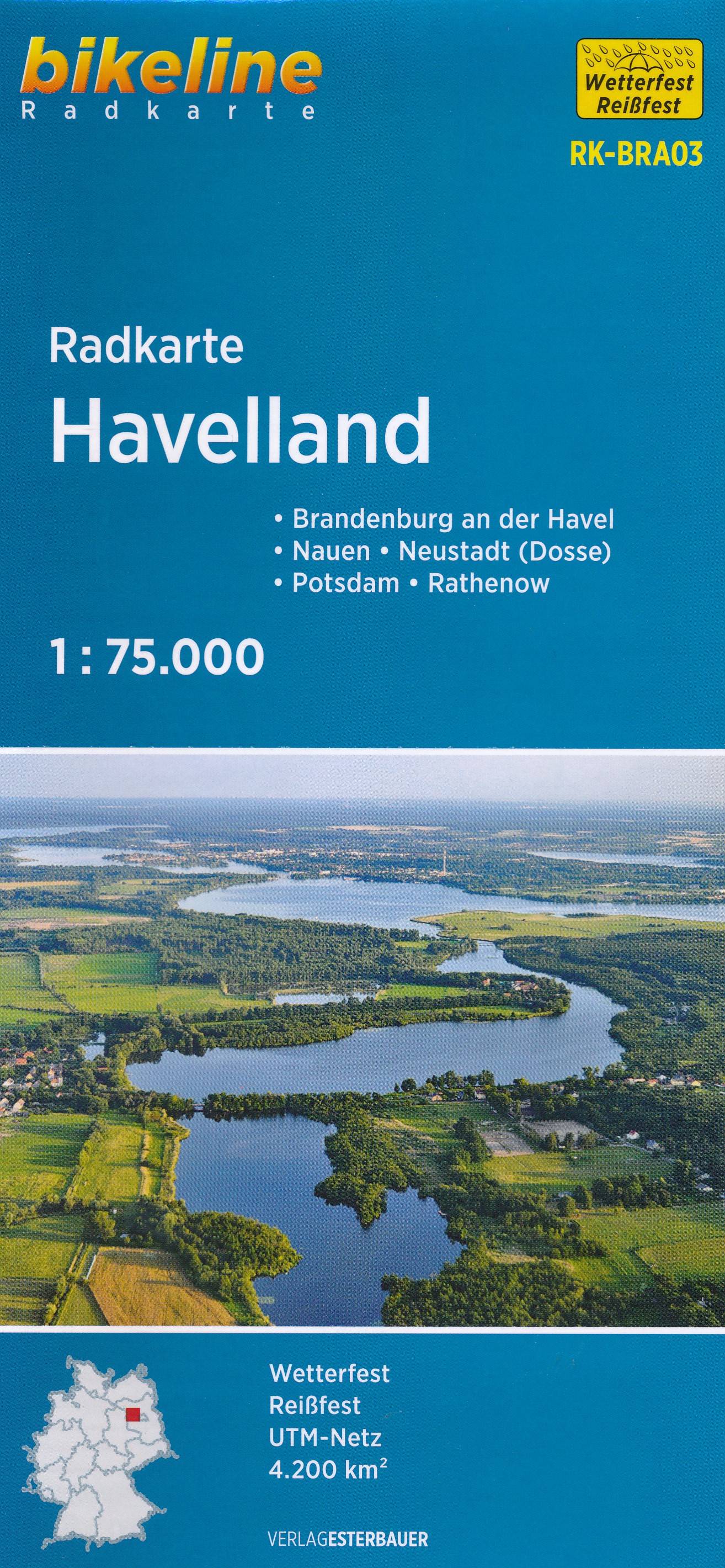Online bestellen: Fietskaart BRA03 Bikeline Radkarte Havelland | Esterbauer