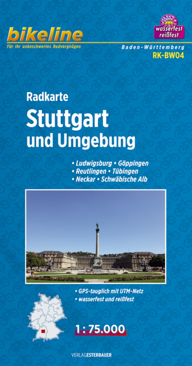 Online bestellen: Fietskaart BW04 Bikeline Radkarte Stuttgart und Umgebung | Esterbauer