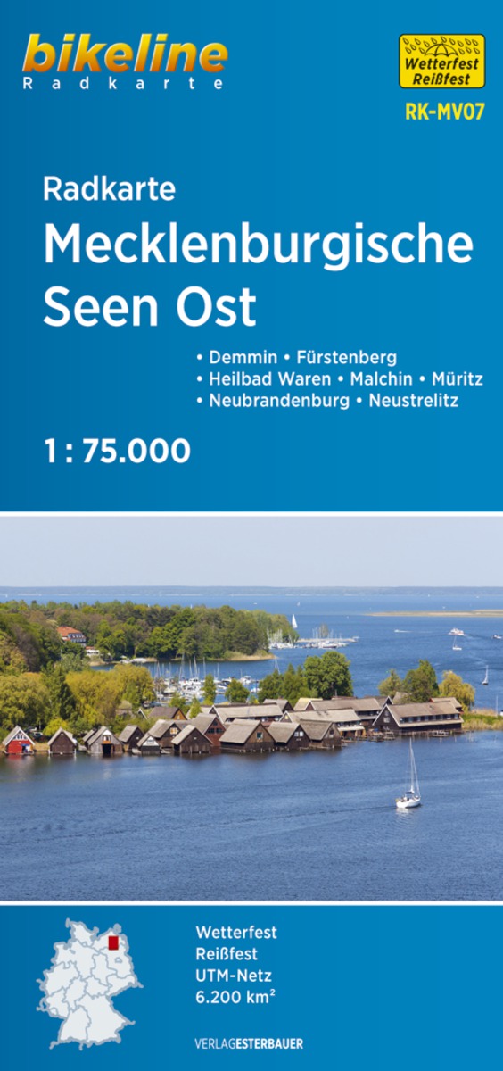 Online bestellen: Fietskaart MV07 Bikeline Radkarte Mecklenburgische Seen Ost | Esterbauer
