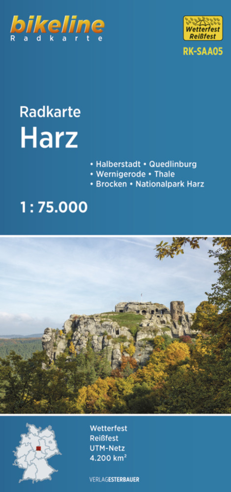 Online bestellen: Fietskaart SAA05 Bikeline Radkarte Harz | Esterbauer