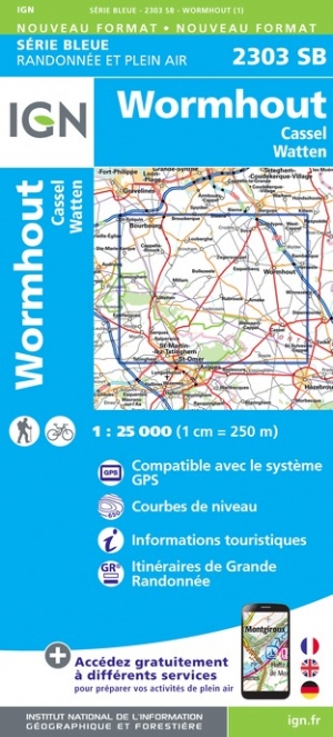 Online bestellen: Wandelkaart - Topografische kaart 2303SB Wormhout - Cassel - Watten | IGN - Institut Géographique National