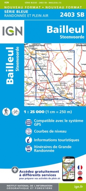 Online bestellen: Wandelkaart - Topografische kaart 2403SB Steenvoorde - Bailleul | IGN - Institut Géographique National