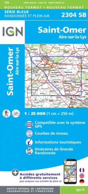 Online bestellen: Wandelkaart - Topografische kaart 2304SB Aire-Sur-La-Lys, St-Omer | IGN - Institut Géographique National