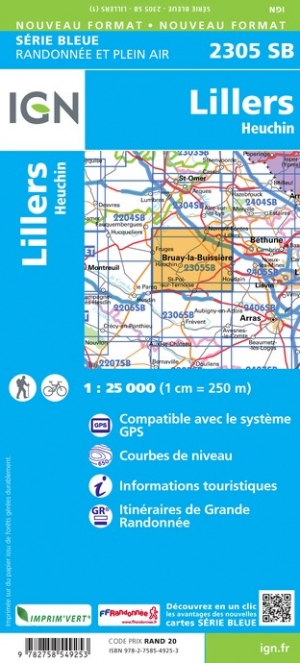 Online bestellen: Wandelkaart - Topografische kaart 2305SB Lillers - Heuchin | IGN - Institut Géographique National