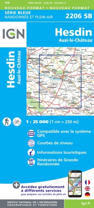 Online bestellen: Wandelkaart - Topografische kaart 2206SB Hesdin, Auxi-le-Château | IGN - Institut Géographique National