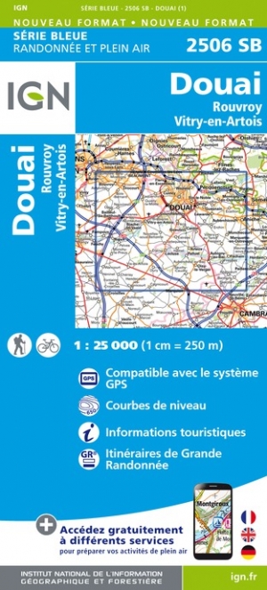 Online bestellen: Wandelkaart - Topografische kaart 2506SB Douai - Rouvroy - Vitry-en-Artois | IGN - Institut Géographique National