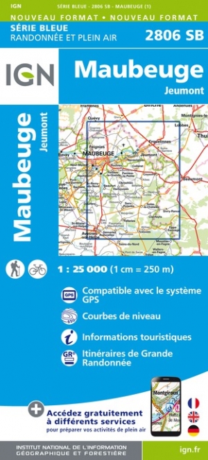 Online bestellen: Wandelkaart - Topografische kaart 2806SB Jeumont - Maubeuge | IGN - Institut Géographique National
