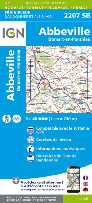 Online bestellen: Wandelkaart - Topografische kaart 2207SB Abbeville, Domart-en-Ponthieu | IGN - Institut Géographique National