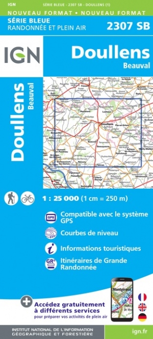 Online bestellen: Wandelkaart - Topografische kaart 2307SB Doullens - Beauval | IGN - Institut Géographique National
