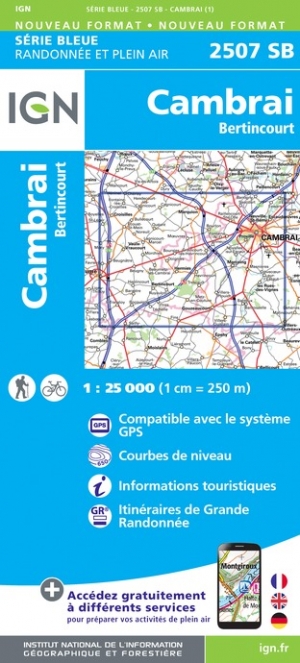 Online bestellen: Wandelkaart - Topografische kaart 2507SB Cambrai - Bertincourt | IGN - Institut Géographique National