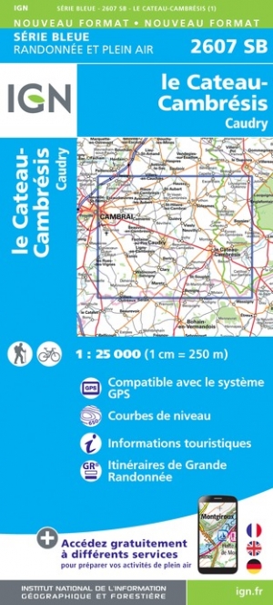 Online bestellen: Wandelkaart - Topografische kaart 2607SB Le Cateau-Cambrésis, Caudry | IGN - Institut Géographique National