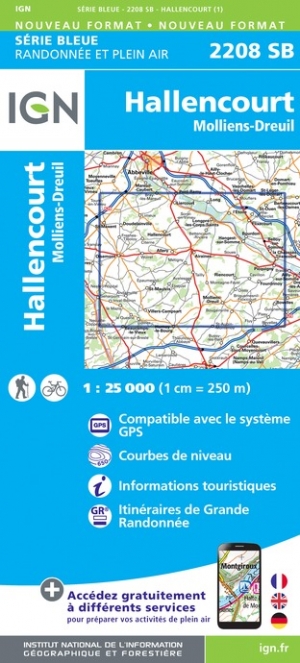 Online bestellen: Wandelkaart - Topografische kaart 2208SB Picquigny, Hallencourt, Molliens-Dreuil | IGN - Institut Géographique National