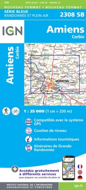Online bestellen: Wandelkaart - Topografische kaart 2308SB Corbie - Amiens | IGN - Institut Géographique National