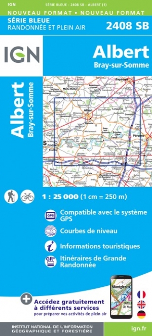 Online bestellen: Wandelkaart - Topografische kaart 2408SB Bray-sur-Somme, Albert | IGN - Institut Géographique National