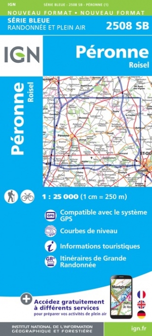 Online bestellen: Wandelkaart - Topografische kaart 2508SB Roisel - Péronne | IGN - Institut Géographique National
