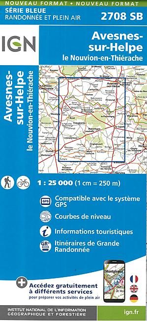 Online bestellen: Wandelkaart - Topografische kaart 2708SB Le Nouvion-en-Thiérache, Avesnes-sur-Helpe | IGN - Institut Géographique National