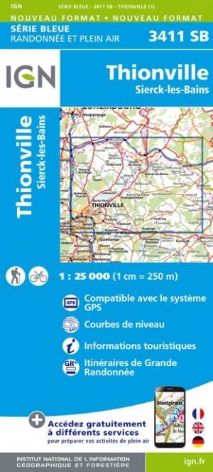 Online bestellen: Wandelkaart - Topografische kaart 3411SB Thionville | IGN - Institut Géographique National