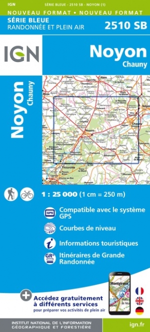 Online bestellen: Wandelkaart - Topografische kaart 2510SB Chauny - Noyon | IGN - Institut Géographique National
