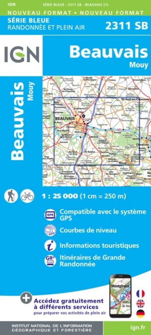 Online bestellen: Wandelkaart - Topografische kaart 2311SB Beauvais - Mouy | IGN - Institut Géographique National