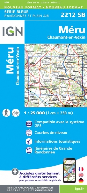 Online bestellen: Wandelkaart - Topografische kaart 2212SB Méru, Chaumont-en-Vexin | IGN - Institut Géographique National