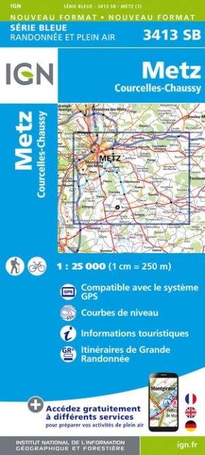 Online bestellen: Wandelkaart - Topografische kaart 3413SB Metz | IGN - Institut Géographique National