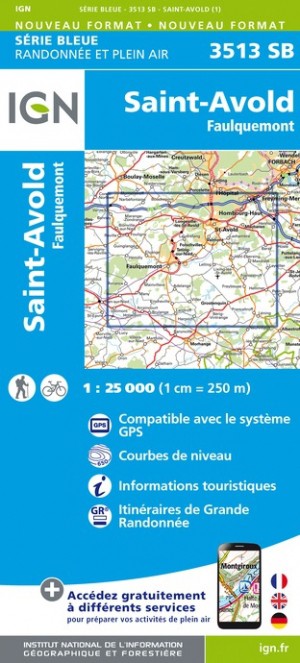 Online bestellen: Wandelkaart - Topografische kaart 3513SB Saint-Avold / Faulquemont | IGN - Institut Géographique National