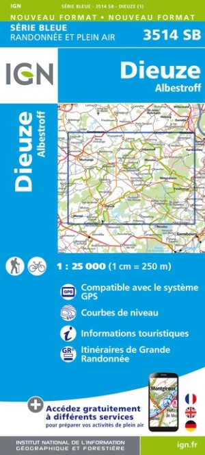 Online bestellen: Wandelkaart - Topografische kaart 3514SB Dieuze / Albestroff | IGN - Institut Géographique National