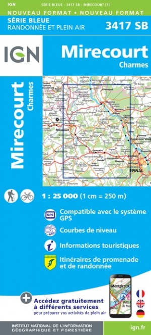 Online bestellen: Wandelkaart - Topografische kaart 3417SB Mirecourt - Charmes | IGN - Institut Géographique National