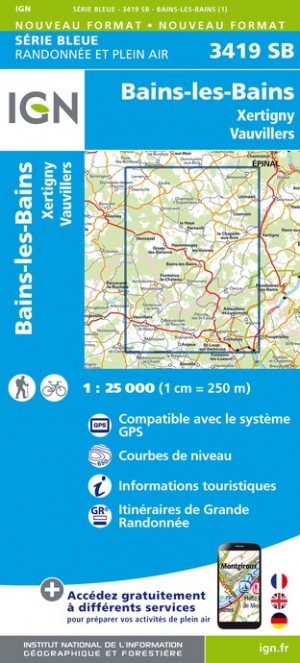 Online bestellen: Wandelkaart - Topografische kaart 3419SB Bains-les-Bains | IGN - Institut Géographique National