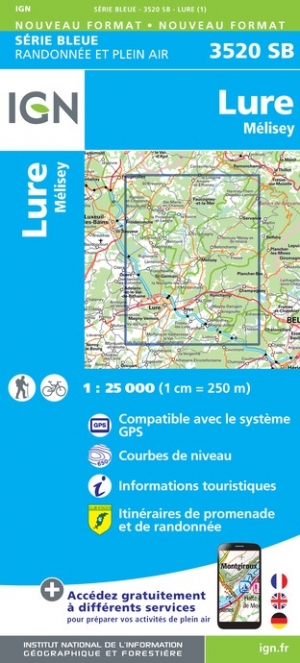 Online bestellen: Wandelkaart - Topografische kaart 3520SB Mélisey - Lure | IGN - Institut Géographique National