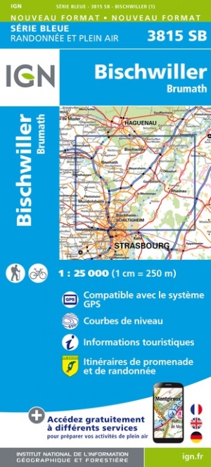 Online bestellen: Wandelkaart - Topografische kaart 3815SB Bischwiller - Brumath | IGN - Institut Géographique National