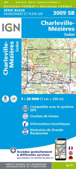 Online bestellen: Wandelkaart - Topografische kaart 3009SB Charleville-Mézières | IGN - Institut Géographique National