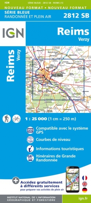 Online bestellen: Wandelkaart - Topografische kaart 2812SB Verzy - Reims | IGN - Institut Géographique National