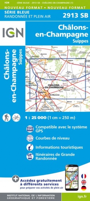 Online bestellen: Wandelkaart - Topografische kaart 2913SB Châlons-en-Champagne | IGN - Institut Géographique National