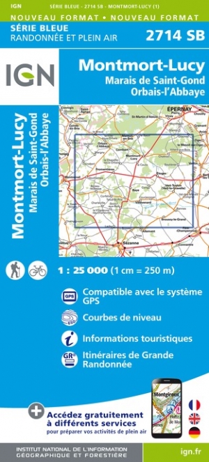 Online bestellen: Wandelkaart - Topografische kaart 2714SB Montmort-Lucy | IGN - Institut Géographique National