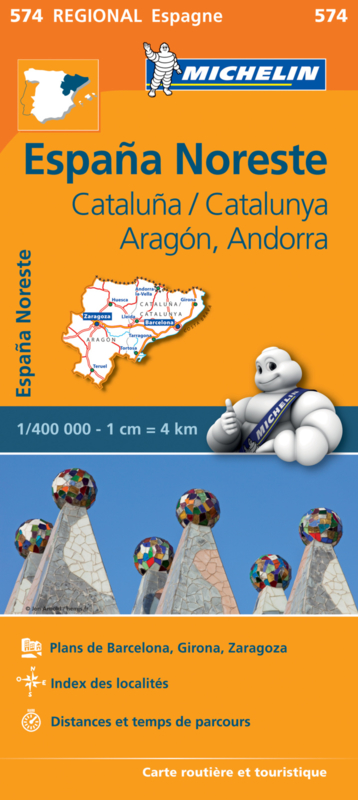 Online bestellen: Wegenkaart - landkaart 574 Aragon - Cataluna - Catalunya - Barcelona - Andorra - Zaragoza, Catalonië | Michelin