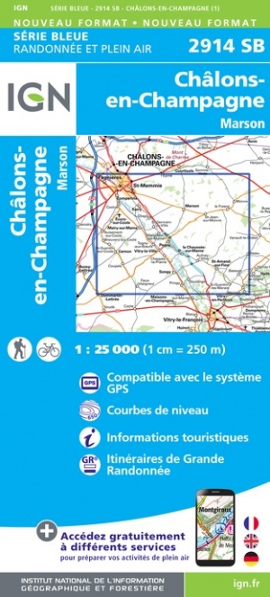 Online bestellen: Wandelkaart - Topografische kaart 2914SB Marson, Châlons-en-Champagne | IGN - Institut Géographique National