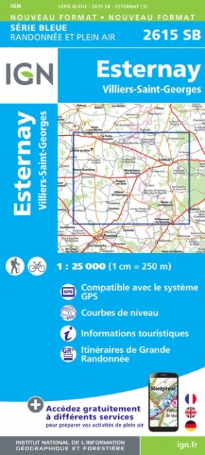 Online bestellen: Wandelkaart - Topografische kaart 2615SB Esternay, Villiers-St-Georges | IGN - Institut Géographique National