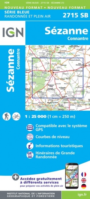 Online bestellen: Wandelkaart - Topografische kaart 2715SB Connantre - Sézanne | IGN - Institut Géographique National