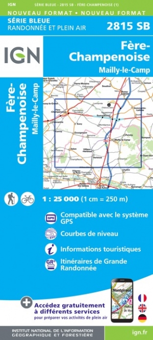 Online bestellen: Wandelkaart - Topografische kaart 2815SB Mailly-le-Camp, Fère-Champenoise | IGN - Institut Géographique National