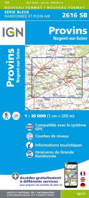Online bestellen: Wandelkaart - Topografische kaart 2616SB Provins | IGN - Institut Géographique National