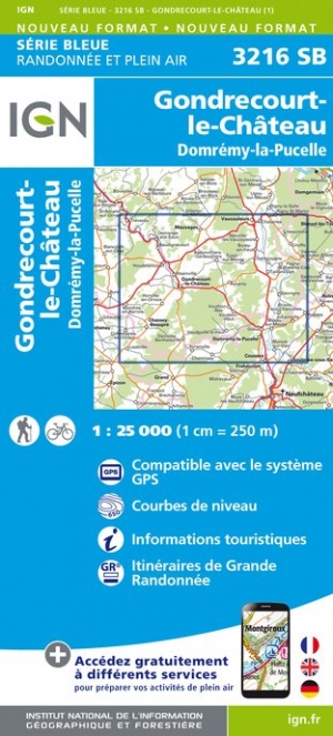 Online bestellen: Wandelkaart - Topografische kaart 3216SB Gondrecourt-le-Château | IGN - Institut Géographique National