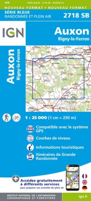 Online bestellen: Wandelkaart - Topografische kaart 2718SB Auxon | IGN - Institut Géographique National