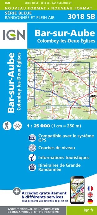 Online bestellen: Topografische kaart - Wandelkaart 3018SB Bar-sur-Aube | IGN - Institut Géographique National