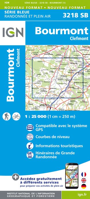 Online bestellen: Wandelkaart - Topografische kaart 3218SB Bourmont - Clefmont | IGN - Institut Géographique National