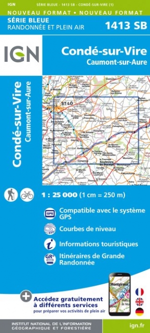 Online bestellen: Wandelkaart - Topografische kaart 1413SB Condé-sur-Vire, Caumont- sur-Aure | IGN - Institut Géographique National