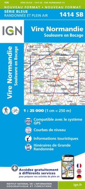 Online bestellen: Wandelkaart - Topografische kaart 1414SB Vire Normandie, Souleuvre en Bocage | IGN - Institut Géographique National