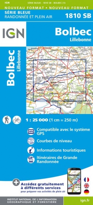 Online bestellen: Wandelkaart - Topografische kaart 1810SB Bolbec | IGN - Institut Géographique National