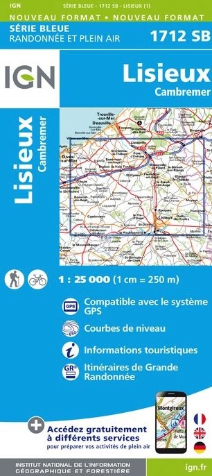 Online bestellen: Wandelkaart - Topografische kaart 1712SB Lisieux - Cambremer | IGN - Institut Géographique National